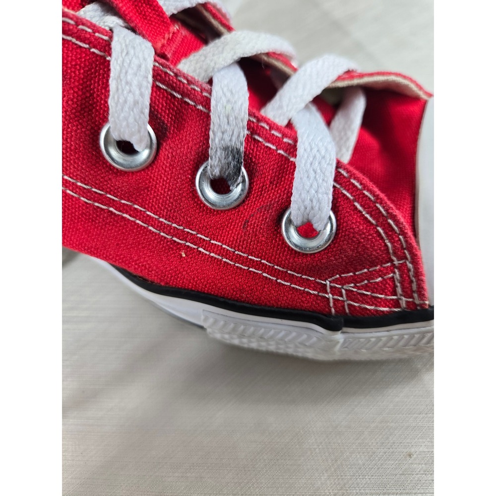 Converse Chuck Taylor All Star Low Top Red Canvas Sneakers Mens 8 Womens 10 - Picture 5 of 8